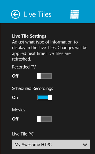 Live Tiles Settings 2